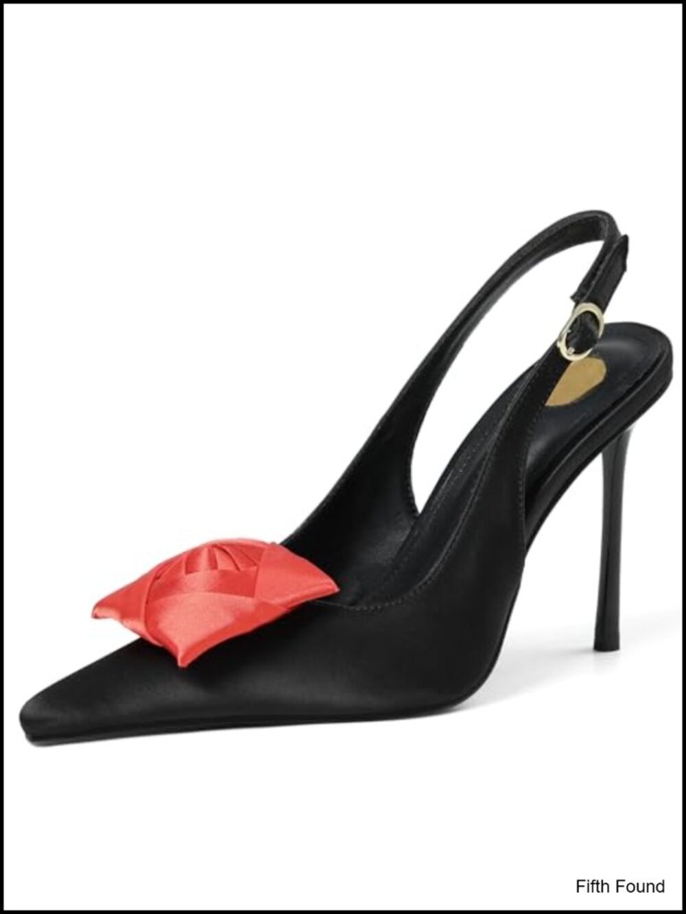 Slingback High Heels Pointed Toe Buckle Floral Knot Pumps Stiletto Heeled Shoes